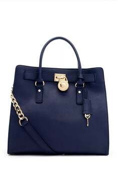 Michael Kors Hamilton Large Saffiano Leather North South Tote Bag - Navy